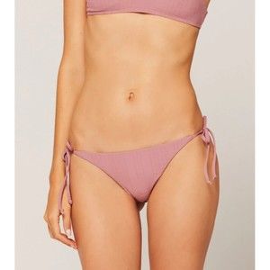 L* Space Lily Full Cut Nostalgia Rose Pink Rib Swim Tie Bottom Women Sz S